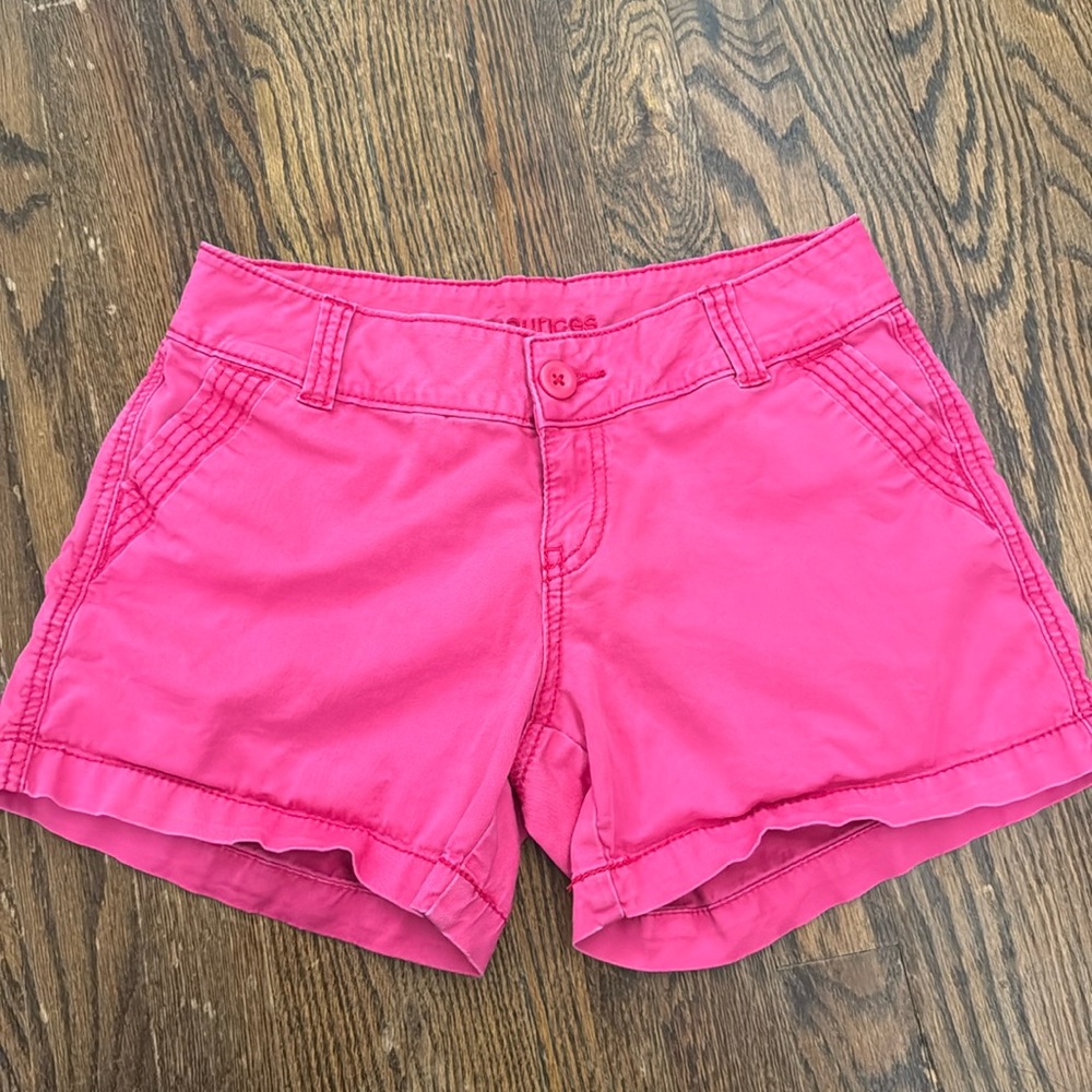 Pink denim shorts